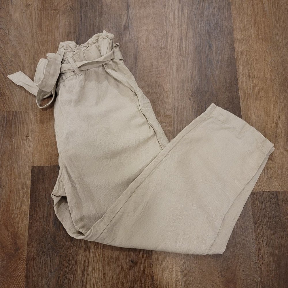 Linen Paper Bag Waist Pants
